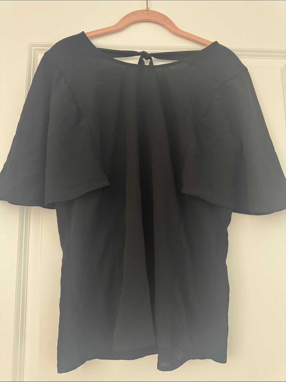 Daniel Rainn Black Flutter Sleeve Blouse